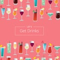 Lets Get Drink Poster with Cocktails and Champagne