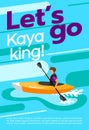 Lets go kayaking poster vector template