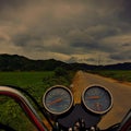 Lets go on a ride on my royal Enfield thunderbird ... happy times ahead Royalty Free Stock Photo