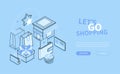 Lets go shopping - line design style isometric web banner
