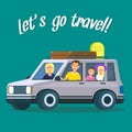 Lets Go Travel Square Banner. Parents and Kids