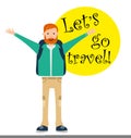 Lets go travel. Tourist travel character