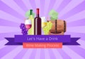 Lets Have a Drink Poster, Vector Illustration Royalty Free Stock Photo