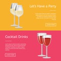 Lets Have Party Cocktail Drinks Set of Web Posters Royalty Free Stock Photo