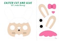 Lets make bunny face cut and glue activity. Easter educational crafting game with traditional character. Find missing parts. Royalty Free Stock Photo