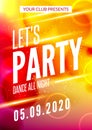 Lets party design poster. Night club template. Music party invitation from DJ