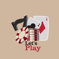 lets play game chip and card for gambling tattoos design vintage Royalty Free Stock Photo