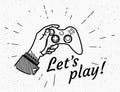 Lets play game console retro illustration