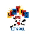 Lets roll bowling game time Royalty Free Stock Photo