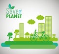 lets save the world environmental city and bike design Royalty Free Stock Photo