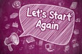 Lets Start Again - Doodle Illustration on Purple Chalkboard.