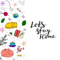 Lets stay home colorful poster.