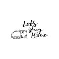 Lets stay home vector postcard