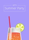 Lets Summer Party Poster with Lemonade in Glass