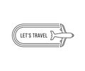 lets travel icon with thin line plane Royalty Free Stock Photo