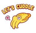 Lett`s cuddle cartoon cuttlefish Royalty Free Stock Photo