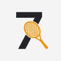 Letter 7 Padel Tennis Logo. Padel Racket Logo Design. Beach Table Tennis Club Symbol