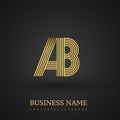 Letter AB linked logo design. Elegant golden colored symbol for your business or company identity