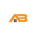 Letter ab simple geometric home logo vector Royalty Free Stock Photo