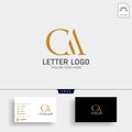 letter ac, ca gold creative logo template with business card