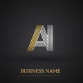 Letter AI logo design. Elegant gold and silver colored, symbol for your business name or company identity