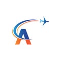 letter A Air travel logo design template-vector Royalty Free Stock Photo