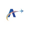 letter A Air travel logo design template-vector Royalty Free Stock Photo