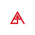 Letter a alpha arrow up triangle simple geometric logo vector Royalty Free Stock Photo