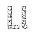 The letter of the alphabet in black and white circles