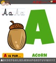 Letter A from alphabet with cartoon acorn object