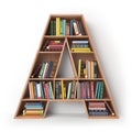 Letter A. Alphabet in the form of shelves with books isolated on Royalty Free Stock Photo