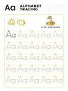 Letter A Alphabet Tracing Book with Example and Funny Anaconda Snake Cartoon. Preschool worksheet for practicing fine motor skill Royalty Free Stock Photo