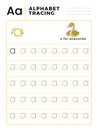 Letter A Alphabet Tracing Book with Example and Funny Anaconda Snake Cartoon. Preschool worksheet for practicing fine motor skill Royalty Free Stock Photo