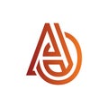 Letter AO line modern logo, Monogram Icon Logo vector illustration design template gradient color Royalty Free Stock Photo