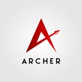 Letter a archer arrow head logo design vector illustration Royalty Free Stock Photo