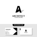 Letter A Architecture Company, construction, architect, vector logo template - Vector, Free Business Card Royalty Free Stock Photo