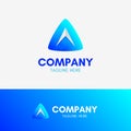 Letter A Arrow Geometric Logo with gradient blue vibrant colors