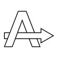 Letter A arrow right indicates path, Logo letter A arrow