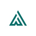 Letter Aw or Wa minimal triangle simple monogram logo Royalty Free Stock Photo