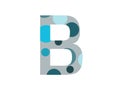 letter B of the alphabet made with several blue dots and a gray background