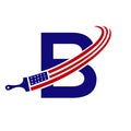 Letter B American Paint Logo Concept with Paint Brush Vector Template