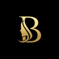 Letter B Beauty Women Face Logo Design Vector