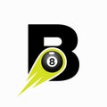 Letter B Billiard Sports Team Club Logo. 8 Ball Pool Logo Design Template
