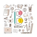 Letter B - Blogging, cute alphabet series in doodle style