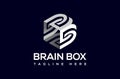 Letter B Brain Logo, Artificial Intelligence Ai Brain Box Logo creative brainstorming logo data information connection app digital Royalty Free Stock Photo