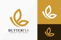 Letter B Butterfly line art Logo Vector Design. Abstract emblem, designs concept, logos, logotype element for template Royalty Free Stock Photo