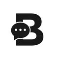 Letter B Chat Communicate Logo Design Concept With Bubble Chat Symbol