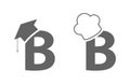 Letter b in chef and graduate hat