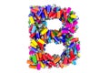 Letter B from colored spray paint cans, 3D rendering Royalty Free Stock Photo