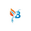 Letter B combined with the fire wing hummingbird icon logo Royalty Free Stock Photo